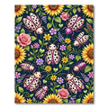 Charming Ladybugs Amongst Floral Garden Rug
