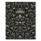 Gray Baroque Scroll Ribbon Rug