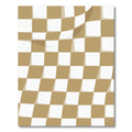 Golden White Woven Checkered Waves Rug