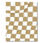 Golden White Woven Checkered Waves Rug