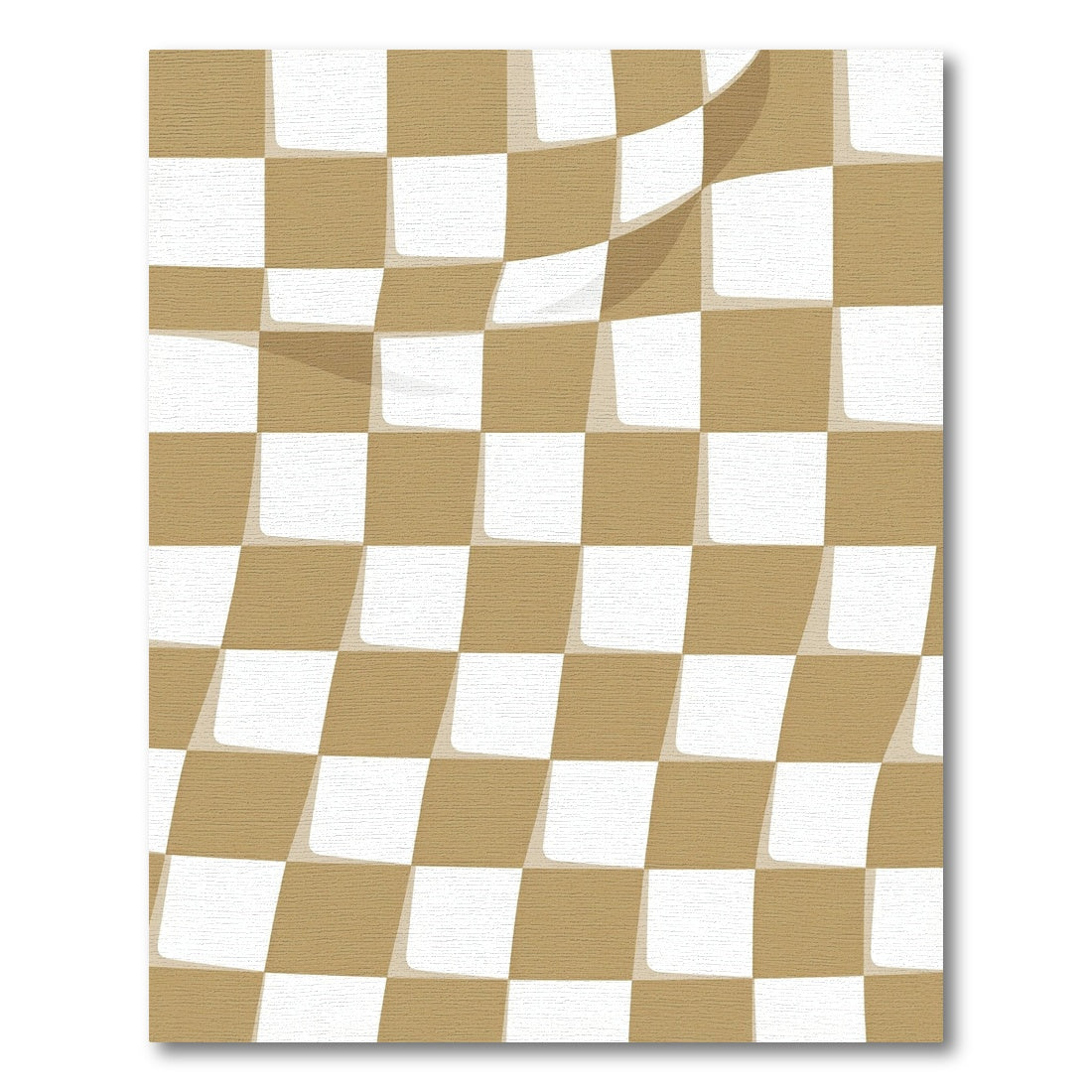 Golden White Woven Checkered Waves Rug