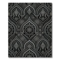 Intricate Black and Silver Floral Arches Rug