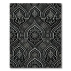 Intricate Black and Silver Floral Arches Rug