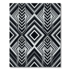 Monochrome Geometric Chevron Diamond Grid Rug