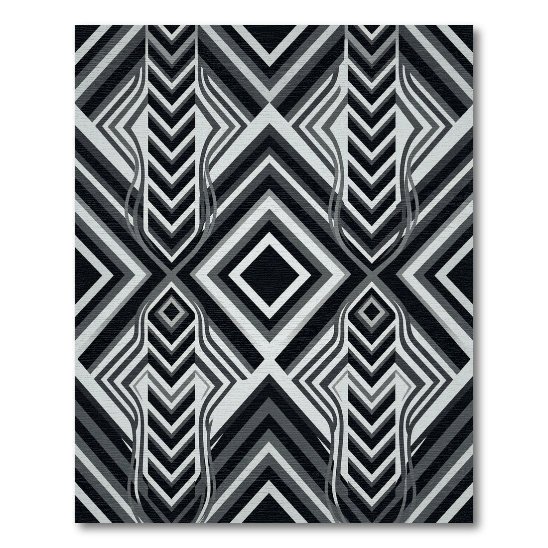 Monochrome Geometric Chevron Diamond Grid Rug