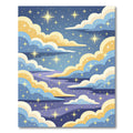 Golden Starry Night Sky Clouds Rug