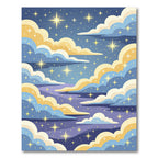 Golden Starry Night Sky Clouds Rug