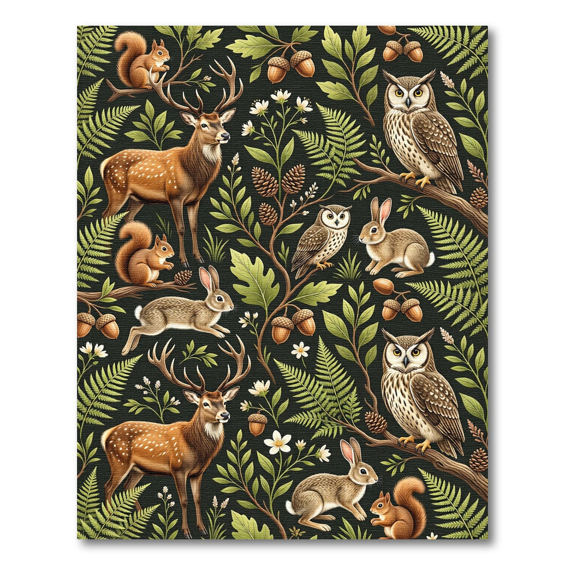 Enchanted Forest Woodland Animal Foliage Rug