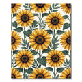 Sunlit Yellow Sunflower Botanical Illustration Rug