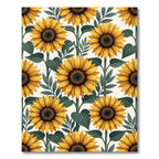 Sunlit Yellow Sunflower Botanical Illustration Rug