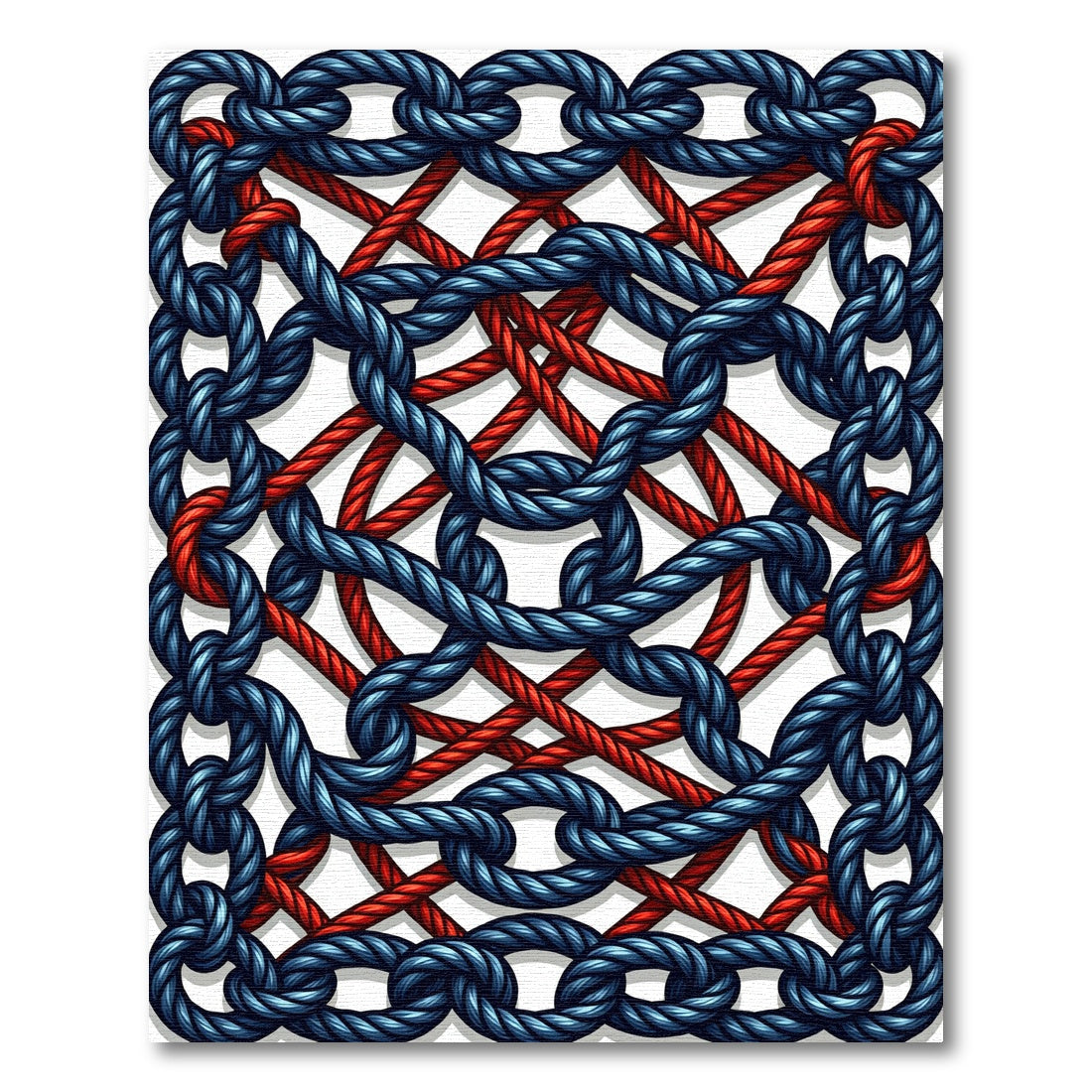 Interwoven Navy and Crimson Rope Link Rug