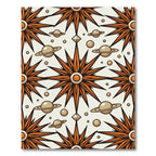 Celestial Orange Star and Planet Geometric Rug