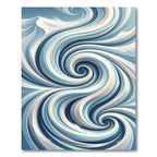 Blue Abstract Swirling Wave Cream Rug