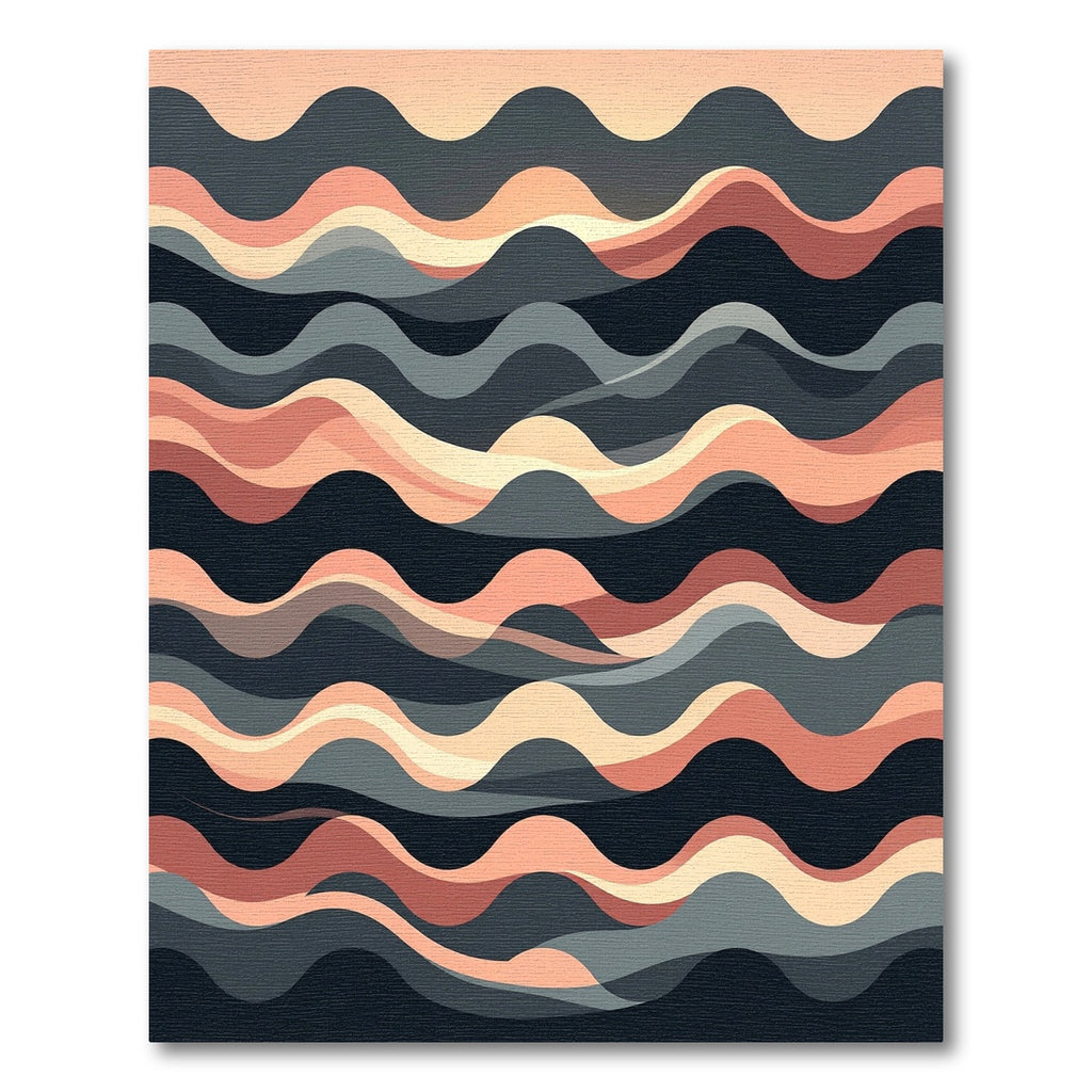 Salmon Coral Abstract Layered Waves Rug
