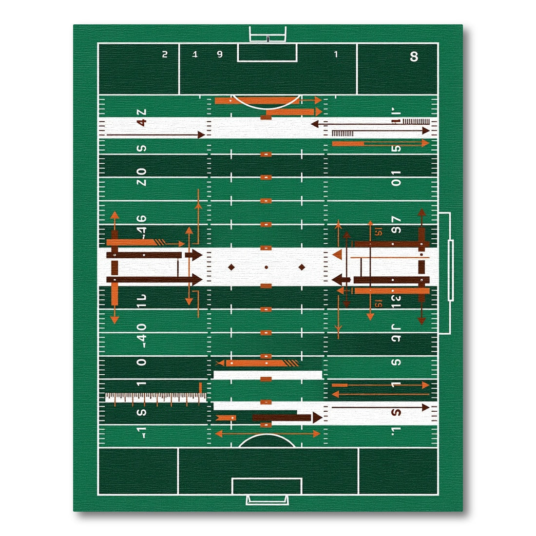 Minimalist Emerald Green Football Field Area Rug
