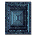 Deep Blue Geometric Abstract Squares Rug