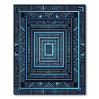 Deep Blue Geometric Abstract Squares Rug