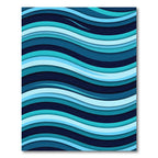 Modern Teal and Navy Wavy Layered Rug