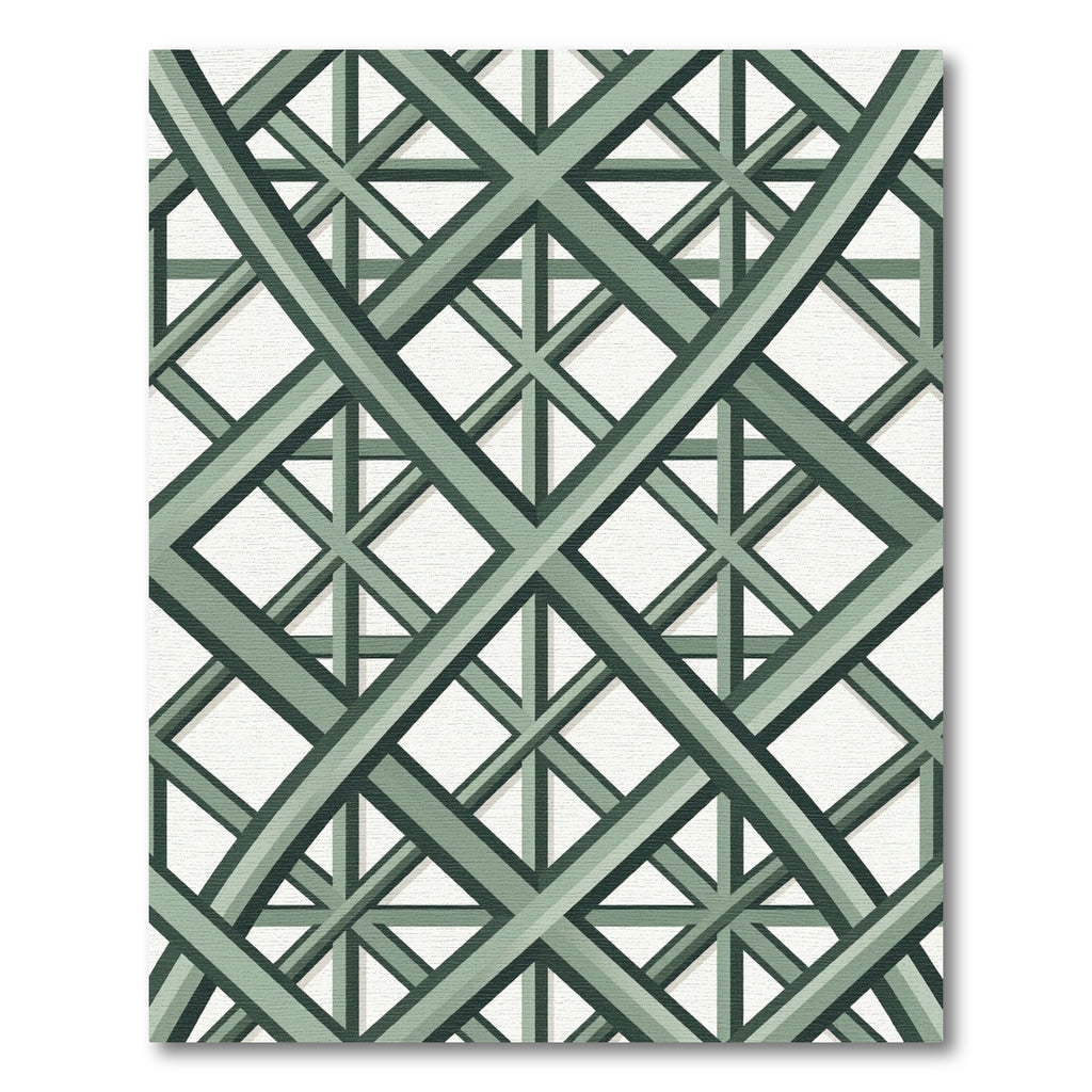 Sage Green Intersecting Geometric Lattice Rug