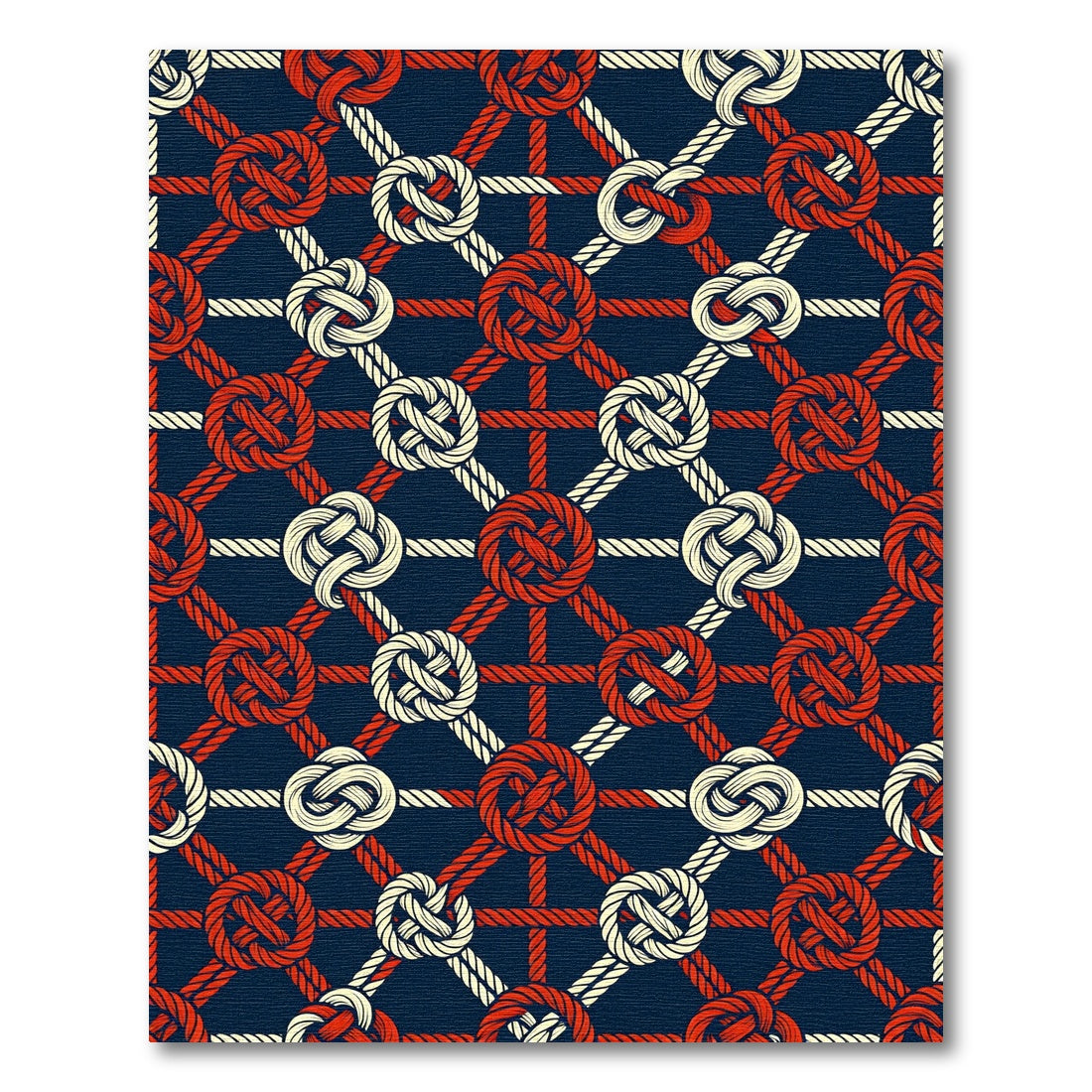 Navy Blue Nautical Knot Geo Grid Rug