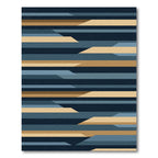 Modern Navy Blue Gold Stripe Rug