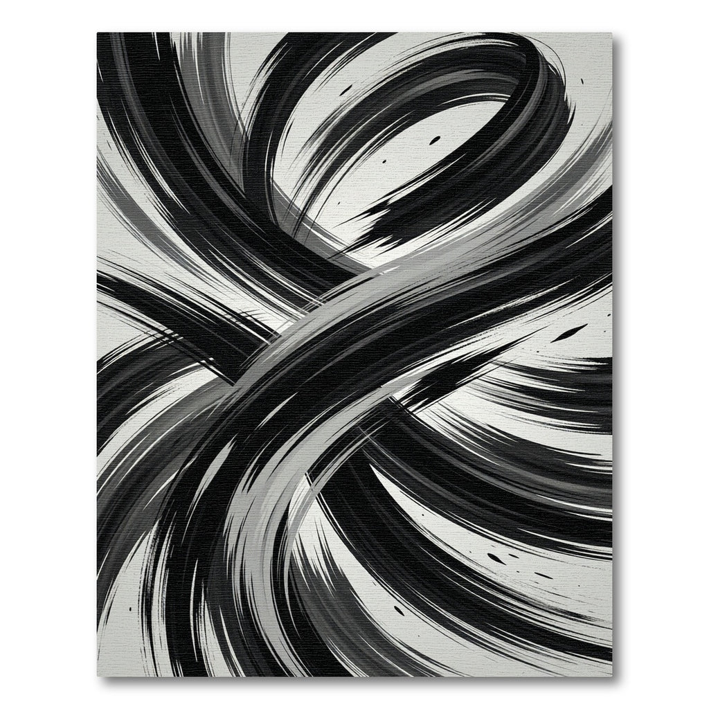 Monochrome Abstract Black and White Swirl Rug