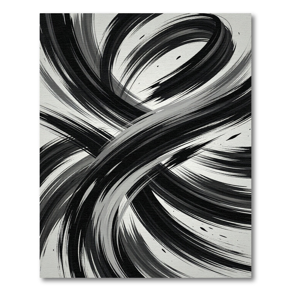 Monochrome Abstract Black and White Swirl Rug