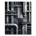 Industrial Monochrome Steel Pipe Grid Rug