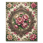 Elegant Vintage Pink Peony Medallion Rug