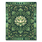Emerald Lotus Botanical Art Deco Rug