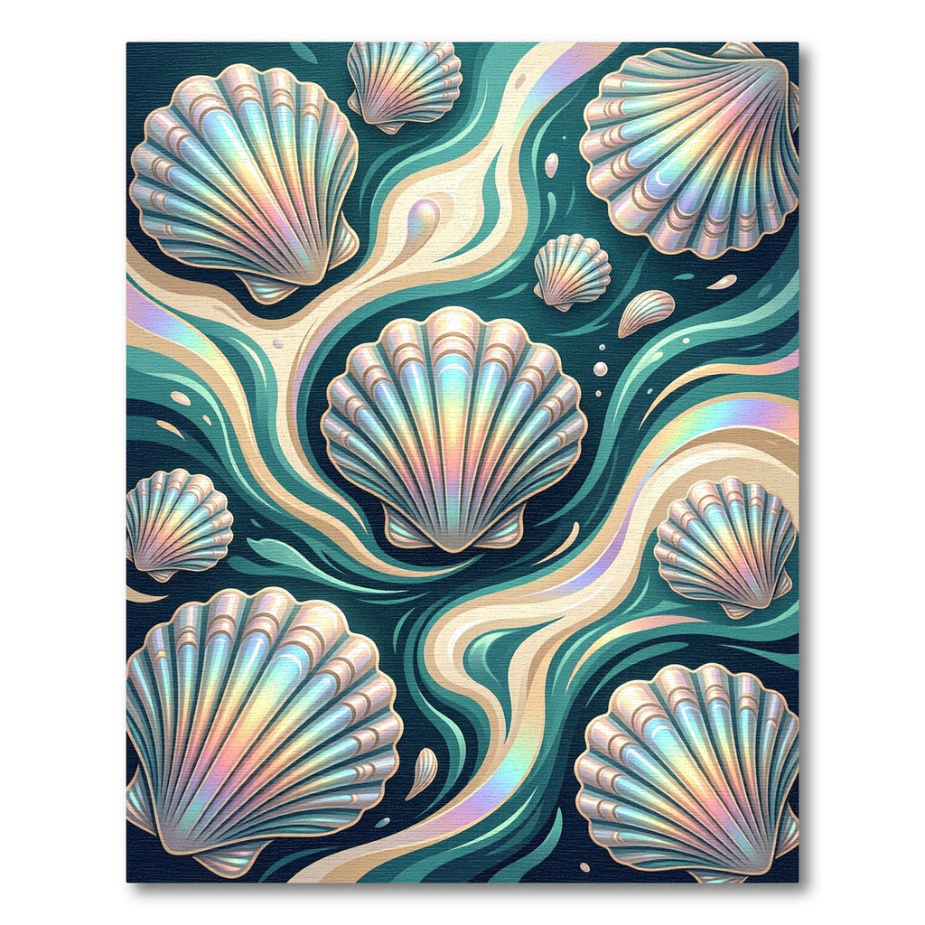 Iridescent Seashell Wave Art Decor Rug