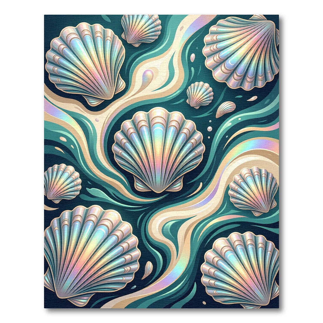 Iridescent Seashell Wave Art Decor Rug