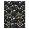 Elegant Art Deco Black Gold Fan Rug