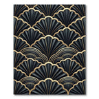 Elegant Art Deco Black Gold Fan Rug