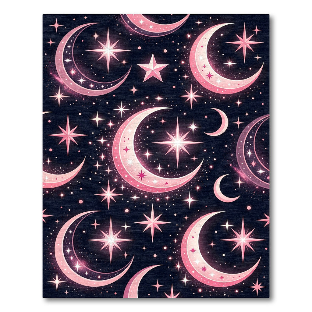 Celestial Pink Moons Starry Night Rug