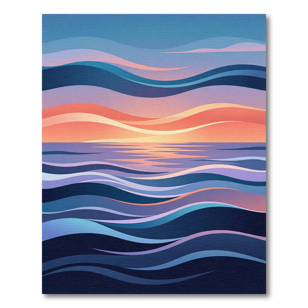 Abstract Sunset Ocean Wave Stripes Rug