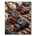 Fiery Rooster Racing Monster Truck Art Rug