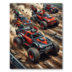 Fiery Rooster Racing Monster Truck Art Rug