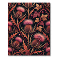 Autumn Thistle Floral Dark Botanical Rug