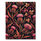 Autumn Thistle Floral Dark Botanical Rug