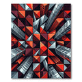 Geometric Red Cityscape Towers Rug