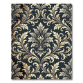 Elegant Charcoal Gold Damask Scroll Rug