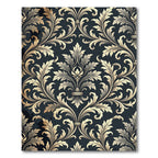 Elegant Charcoal Gold Damask Scroll Rug