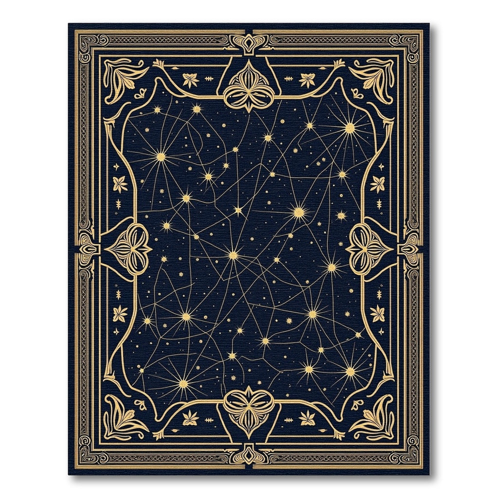 Celestial Gold Starry Night Sky Rug