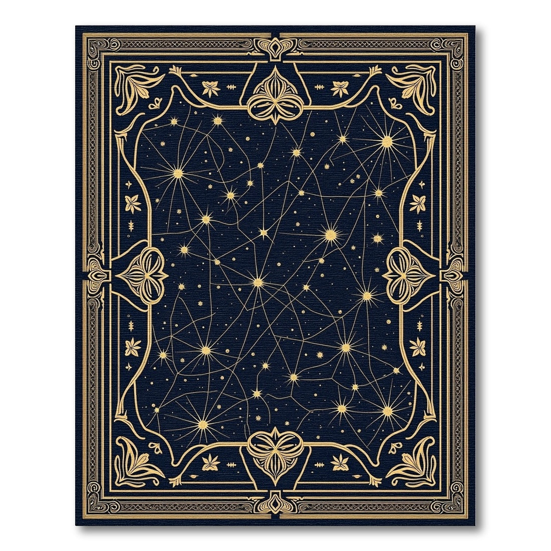 Celestial Gold Starry Night Sky Rug