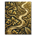 Elegant Golden Vine Foliage Swirls Rug
