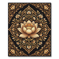 Golden Lotus Floral Detailed Ornament Rug