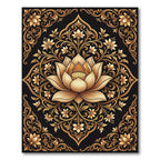 Golden Lotus Floral Detailed Ornament Rug