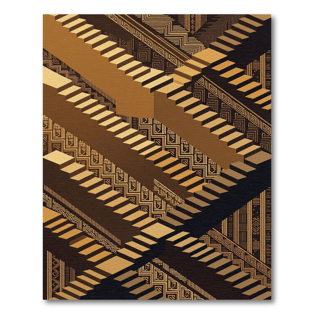 Golden Staircase Geometric Tribal Rug
