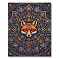Vibrant Red Fox Mandala Art Rug
